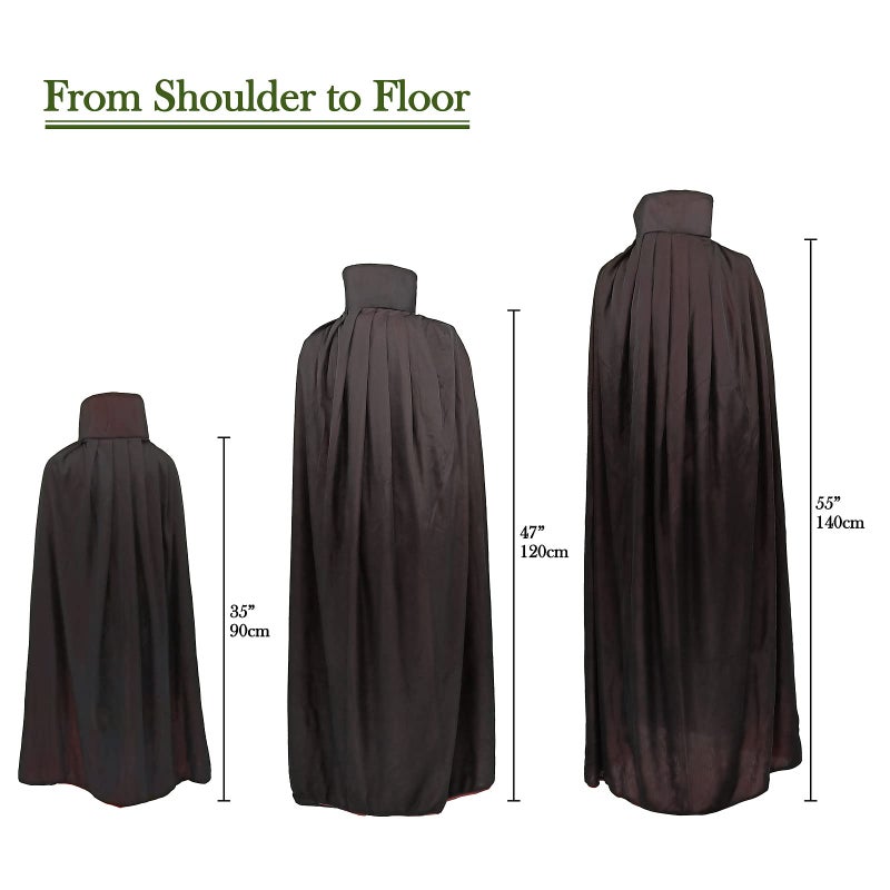 Gardeningwill Custome Black Red Reversible Dress Goth Devil Pirate Vampire Demon 35" Cloak - Image 5